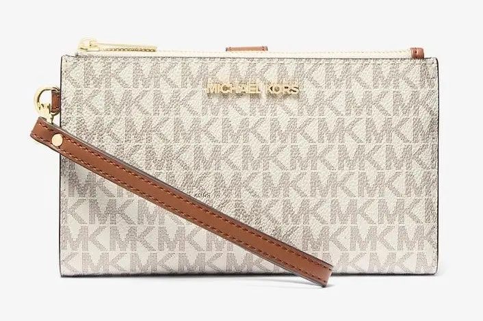 Billetera Vainilla Monograma Porta Celular Michael Kors 