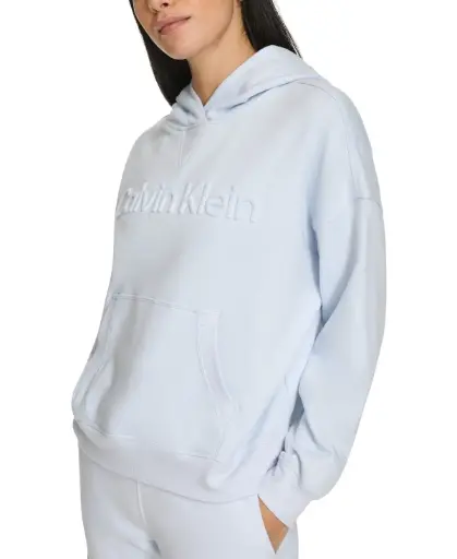 Sudadera con capucha de forro polar con logotipo celeste bb Calvin Klein