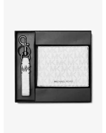 Set x2 Llavero y Billetera Blanco Monogramiado Michael Kors